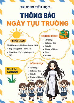 Bộ câu lệnh và mẫu thiết kế thông báo tựu trường, khai giảng năm học mới