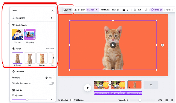 Bộ công cụ chỉnh sửa video trên Canva