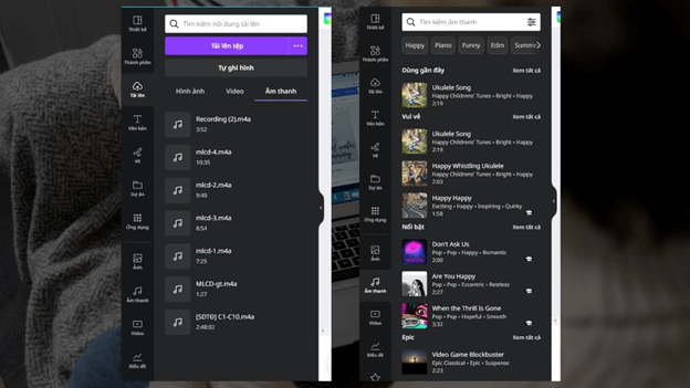Cách chèn âm thanh vào bài giảng trên Canva