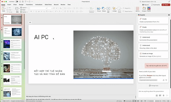 Cách tạo bài thuyết trình trên PowerPoint bằng Copilot