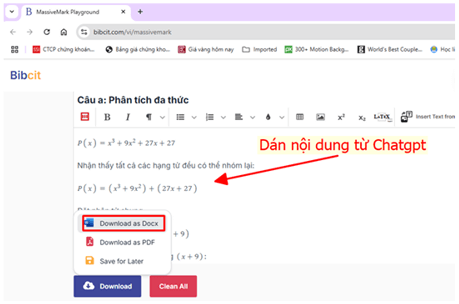 Công thức chung cho câu lệnh để tối ưu dành cho giáo viên