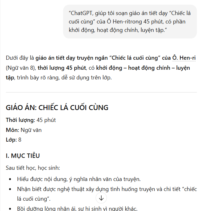 Hướng dẫn sử dụng ChatGPT để soạn giáo án môn Toán, Văn, Ngoại ngữ