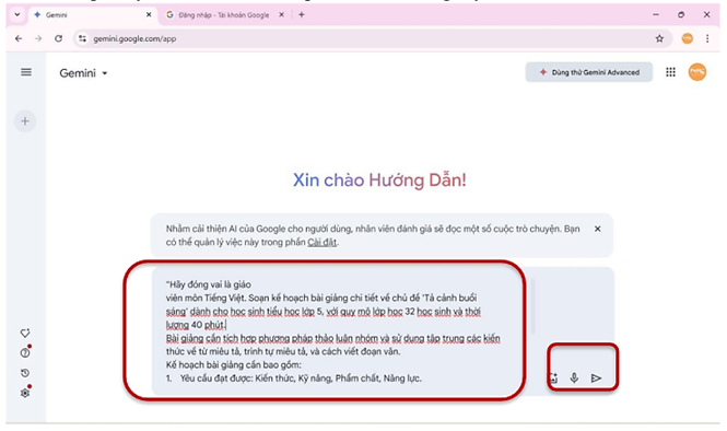 Hướng dẫn sử dụng gemini trong giảng dạy