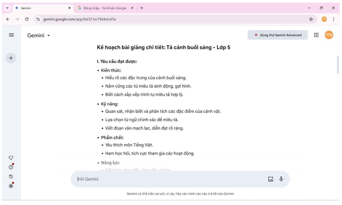 Hướng dẫn sử dụng gemini trong giảng dạy