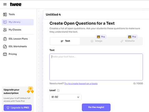 Hướng dẫn tạo câu hỏi từ đoạn văn trên Twee