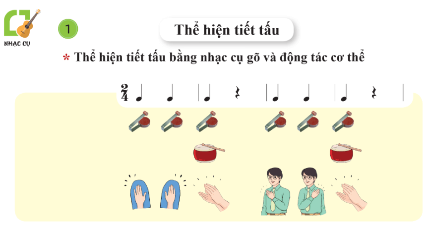 Thể hiện tiết tấu; Hòa tấu trang 12, 13 Âm nhạc lớp 7 Cánh diều