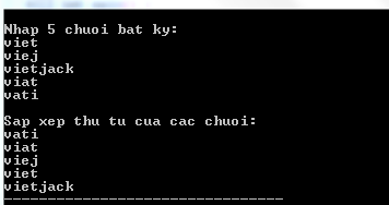 Sắp xếp các chuỗi theo thứ tự trong C