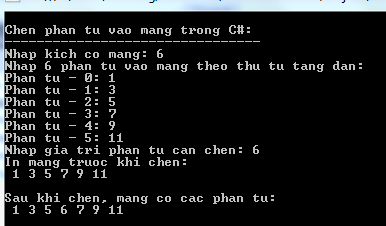 Chèn phần tử vào mảng trong C#