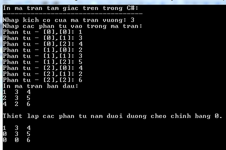 Ma trận tam giác trên trong C#