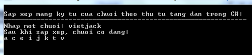 Sắp xếp mảng các ký tự trong chuỗi theo thứ tự tăng dần trong C#