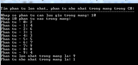 Tìm phần tử lớn nhất, nhỏ nhất trong mảng trong C#