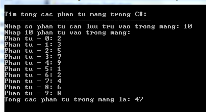 Tìm tổng các phần tử mảng trong C#