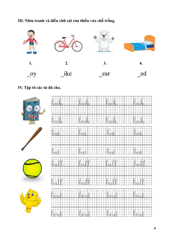 Bài tập cuối tuần Tiếng Anh lớp 1 Kết nối tri thức (có đáp án) | Đề kiểm tra cuối tuần Tiếng Anh lớp 1
