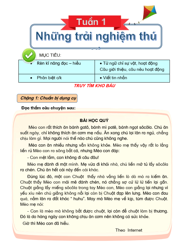 Bài tập cuối tuần Tiếng Việt lớp 3 Tuần 1 Kết nối tri thức (có đáp án) | Đề kiểm tra cuối tuần Tiếng Việt lớp 3