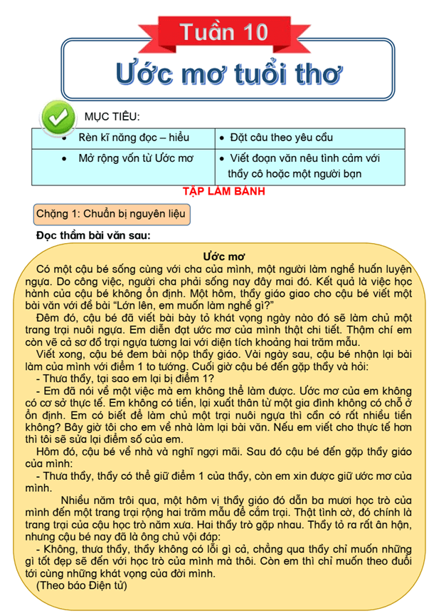 Bài tập cuối tuần Tiếng Việt lớp 3 Tuần 10 Chân trời sáng tạo có đáp án (có đáp án) | Đề kiểm tra cuối tuần Tiếng Việt lớp 3