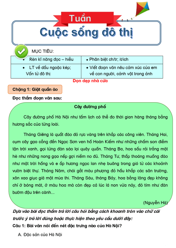 Bài tập cuối tuần Tiếng Việt lớp 3 Tuần 24 Cánh diều (có đáp án) | Đề kiểm tra cuối tuần Tiếng Việt lớp 3
