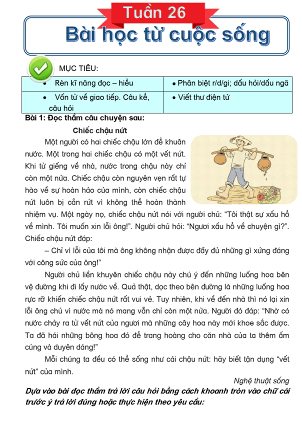 Bài tập cuối tuần Tiếng Việt lớp 3 Tuần 26 Kết nối tri thức (có đáp án) | Đề kiểm tra cuối tuần Tiếng Việt lớp 3