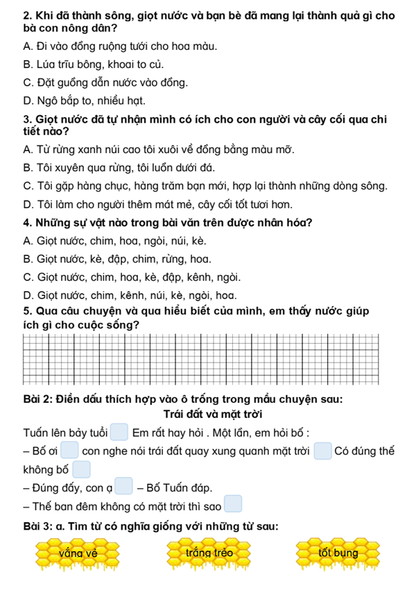 Bài tập cuối tuần Tiếng Việt lớp 3 Tuần 35 Kết nối tri thức (có đáp án) | Đề kiểm tra cuối tuần Tiếng Việt lớp 3