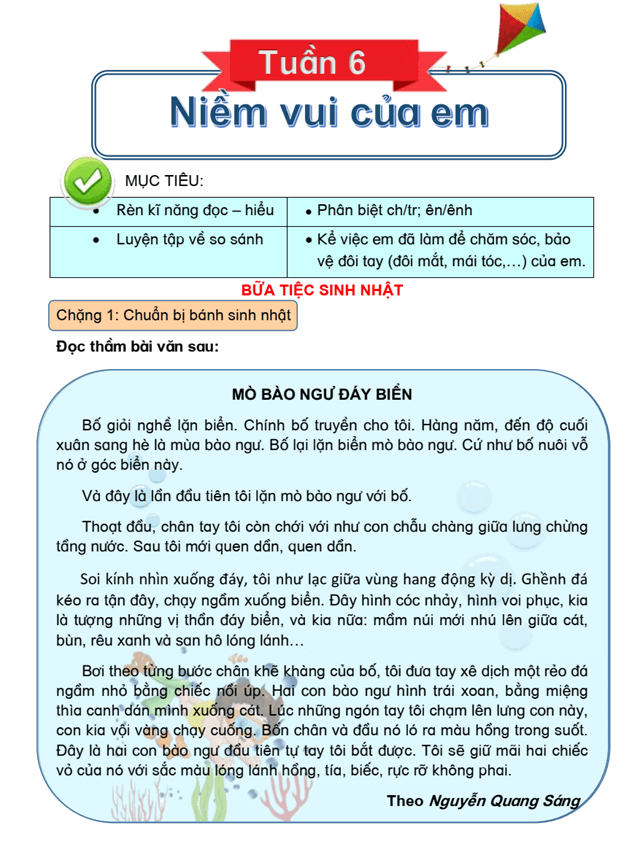 Bài tập cuối tuần Tiếng Việt lớp 3 Tuần 6 Cánh diều (có đáp án) | Đề kiểm tra cuối tuần Tiếng Việt lớp 3