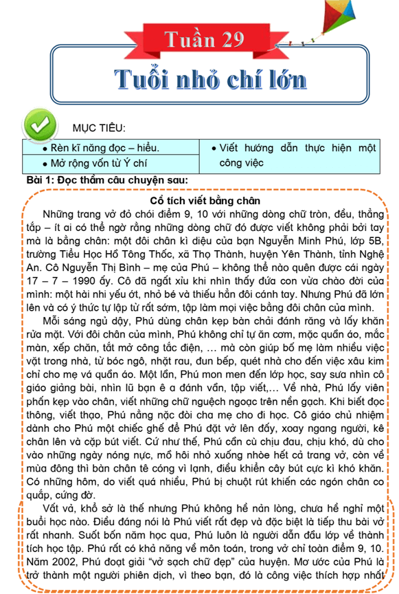 Bài tập cuối tuần Tiếng Việt lớp 4 Tuần 29 Cánh diều (có đáp án) | Đề kiểm tra cuối tuần Tiếng Việt lớp 4