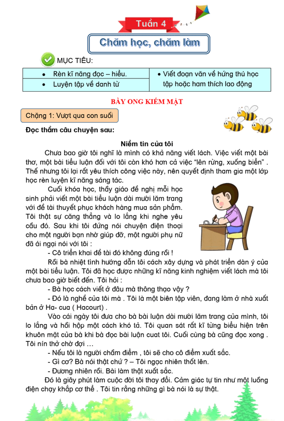 Bài tập cuối tuần Tiếng Việt lớp 4 Tuần 4 Cánh diều (có đáp án) | Đề kiểm tra cuối tuần Tiếng Việt lớp 4