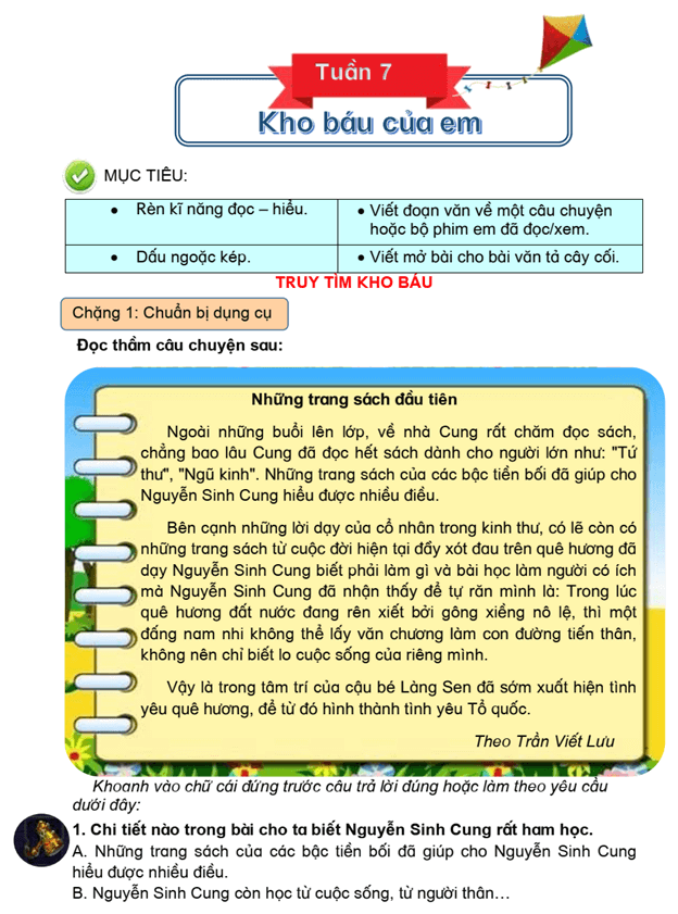 Bài tập cuối tuần Tiếng Việt lớp 4 Tuần 7 Cánh diều (có đáp án) | Đề kiểm tra cuối tuần Tiếng Việt lớp 4