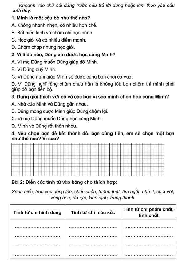 Bài tập cuối tuần Tiếng Việt lớp 4 Tuần 8 Chân trời sáng tạo (có đáp án) | Đề kiểm tra cuối tuần Tiếng Việt lớp 4