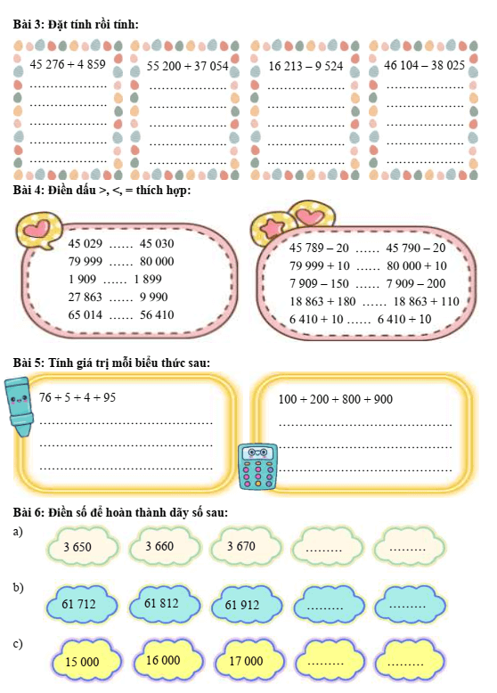 Bài tập cuối tuần Toán lớp 4 Tuần 1 Chân trời sáng tạo (có đáp án) | Đề kiểm tra cuối tuần Toán lớp 4