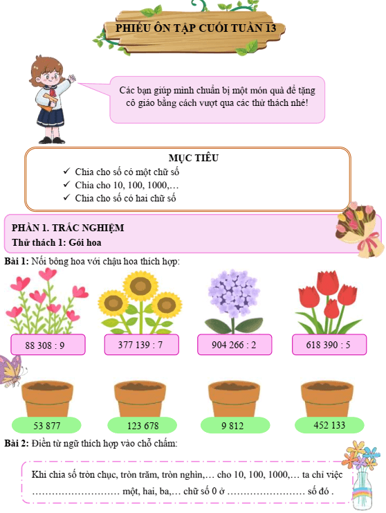 Bài tập cuối tuần Toán lớp 4 Tuần 13 Cánh diều (có đáp án) | Đề kiểm tra cuối tuần Toán lớp 4