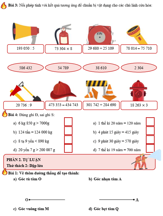 Bài tập cuối tuần Toán lớp 4 Tuần 17 Chân trời sáng tạo (có đáp án) | Đề kiểm tra cuối tuần Toán lớp 4