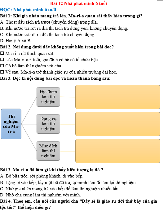 Bài tập hàng ngày Tiếng Việt lớp 4 Bài 12: Nhà phát minh 6 tuổi | Kết nối tri thức