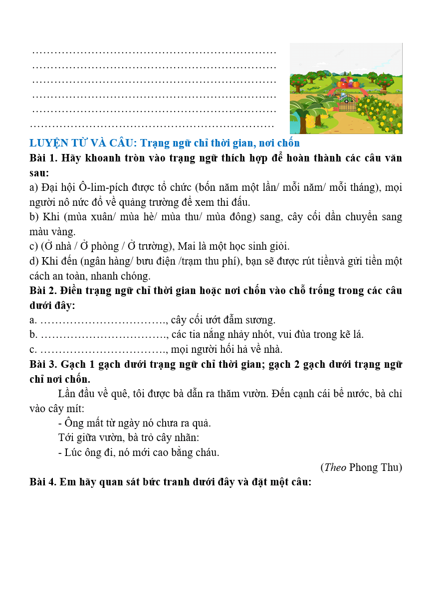 Bài tập hàng ngày Tiếng Việt lớp 4 Bài 13: Vườn của ông tôi | Kết nối tri thức