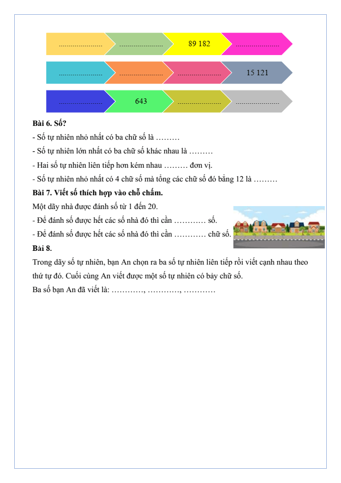 Bài tập hàng ngày Toán lớp 4 Bài 15: Làm quen với dãy số tự nhiên | Kết nối tri thức