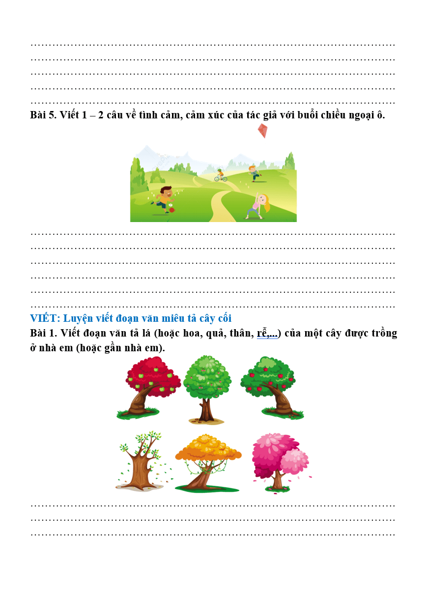 Bài tập hàng ngày Tiếng Việt lớp 4 Bài 20: Chiều ngoại ô | Kết nối tri thức