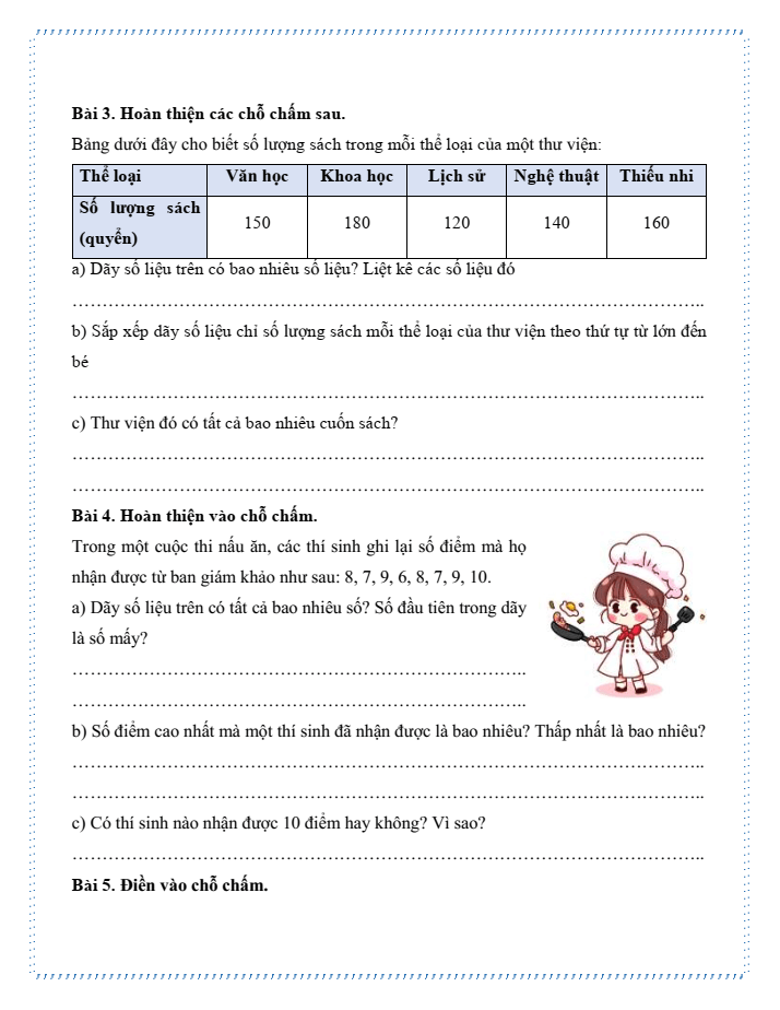 Bài tập hàng ngày Toán lớp 4 Bài 49: Dãy số liệu thống kê | Kết nối tri thức