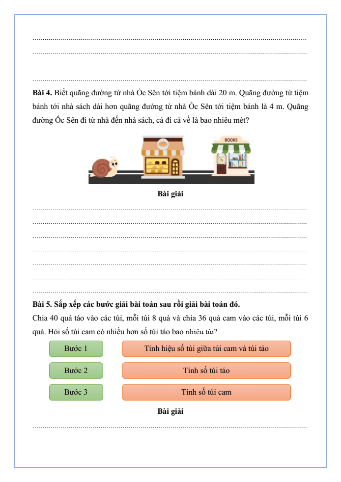 Bài tập hàng ngày Toán lớp 4 Bài 5: Giải bài toán có ba bước tính | Kết nối tri thức