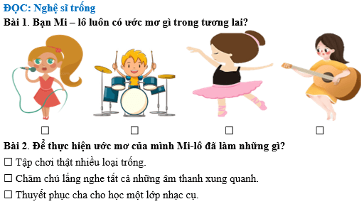 Bài tập hàng ngày Tiếng Việt lớp 4 Bài 6: Nghệ sĩ trống | Kết nối tri thức