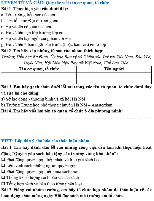 Bài tập hàng ngày Tiếng Việt lớp 4 Bài 7: Những bức chân dung | Kết nối tri thức