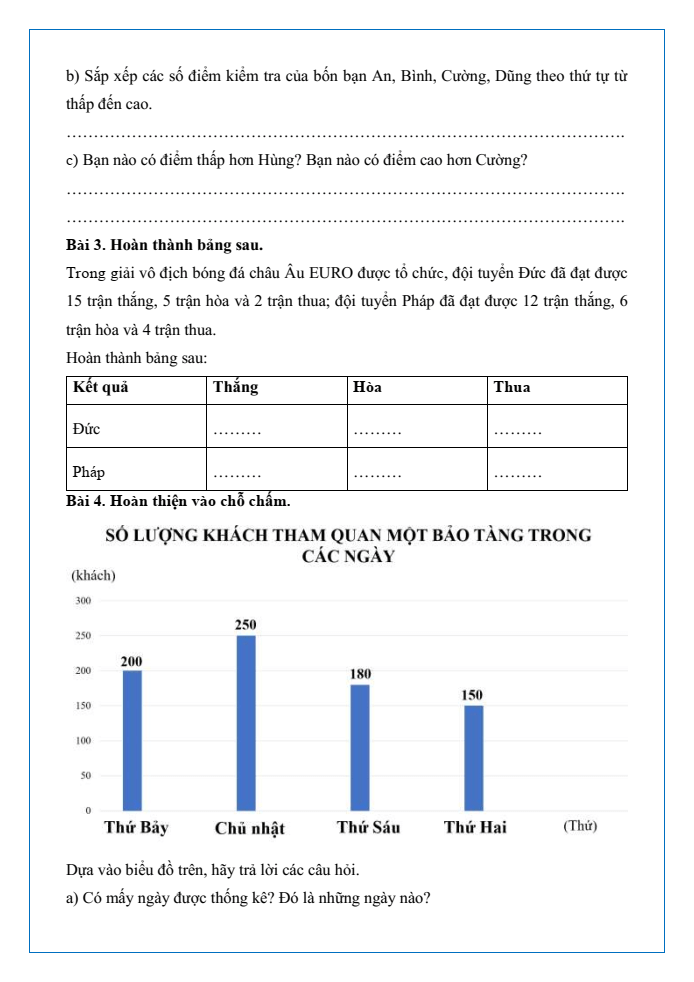 Bài tập hàng ngày Toán lớp 4 Bài 72: Ôn tập một số yếu tố thống kê và xác suất | Kết nối tri thức