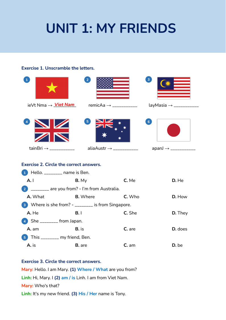 Bài tập cuối tuần Tiếng Anh lớp 4 Global Success (có đáp án) | Đề kiểm tra cuối tuần Tiếng Anh lớp 4