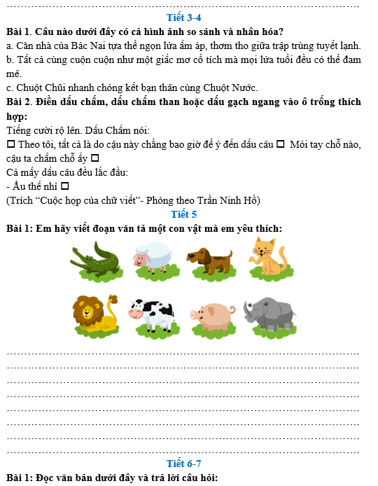 Bài tập hàng ngày Tiếng Việt lớp 4 Ôn tập cuối học kì 1 | Kết nối tri thức