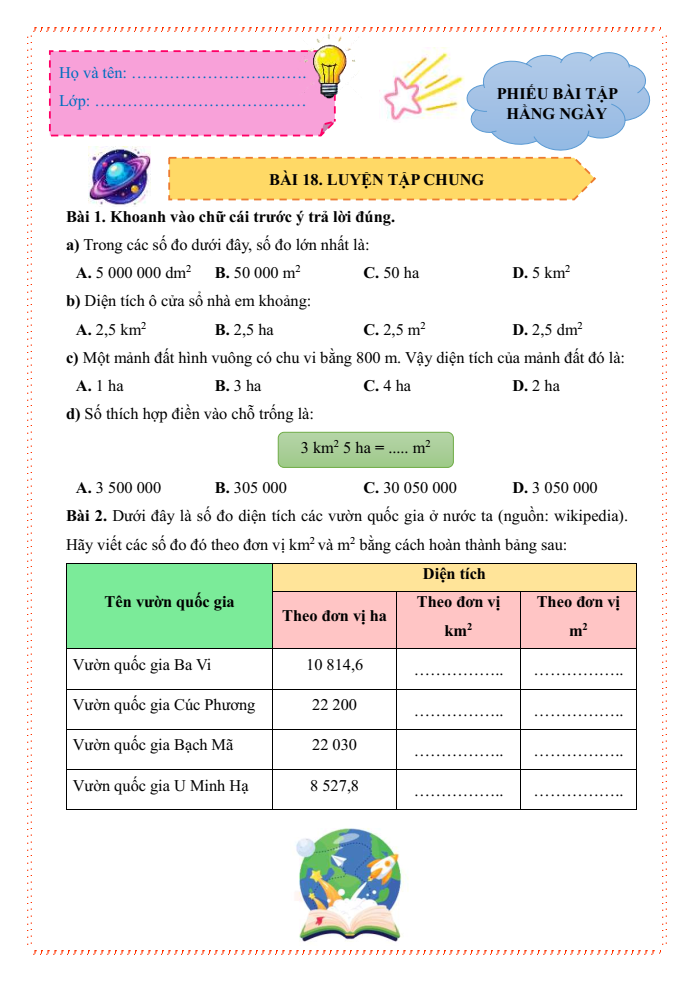 Bài tập hàng ngày Toán lớp 5 Bài 18: Luyện tập chung | Kết nối tri thức