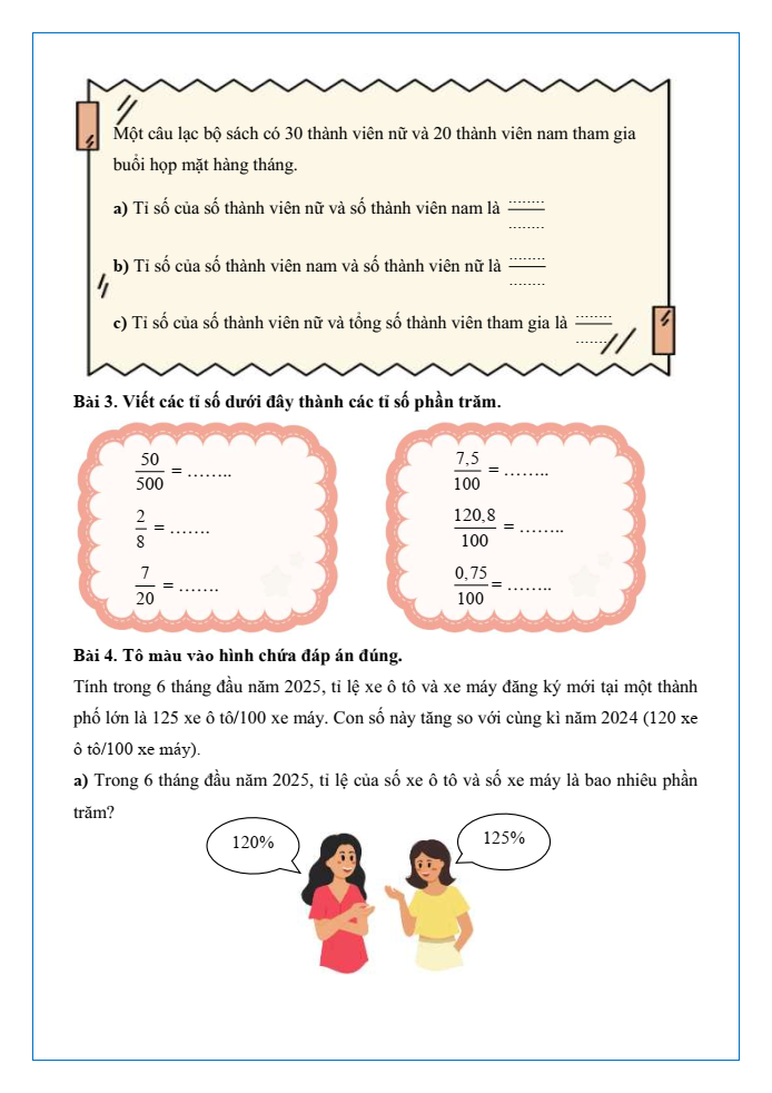 Bài tập hàng ngày Toán lớp 5 Bài 36: Tỉ số. Tỉ số phần trăm | Kết nối tri thức