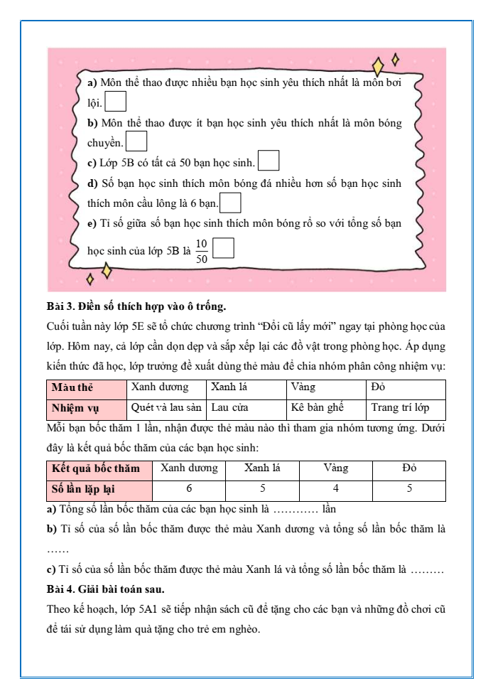 Bài tập hàng ngày Toán lớp 5 Bài 66: Thực hành và trải nghiệm thu thập, phân tích, biểu diễn các số liệu thống kê | Kết nối tri thức