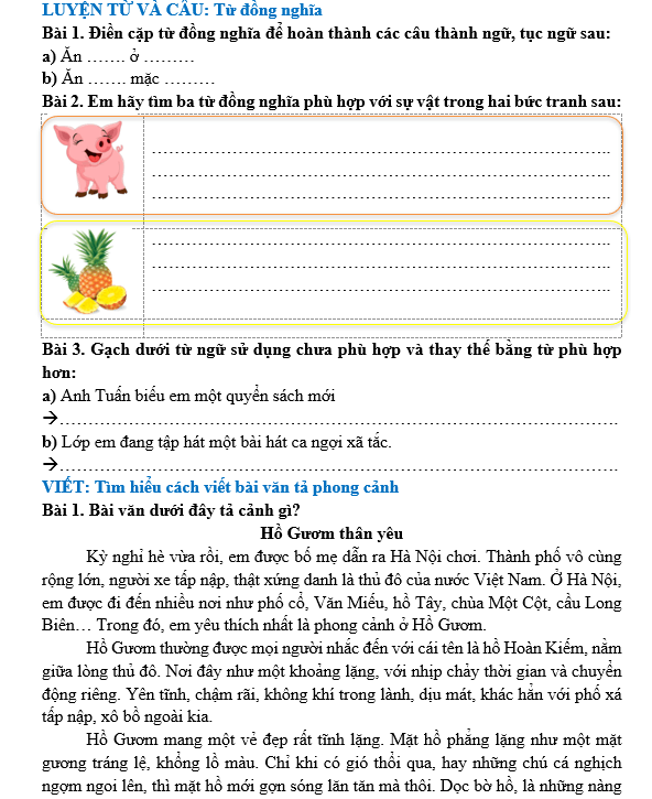 Bài tập hàng ngày Tiếng Việt lớp 5 Bài 9: Trước cổng trời | Kết nối tri thức