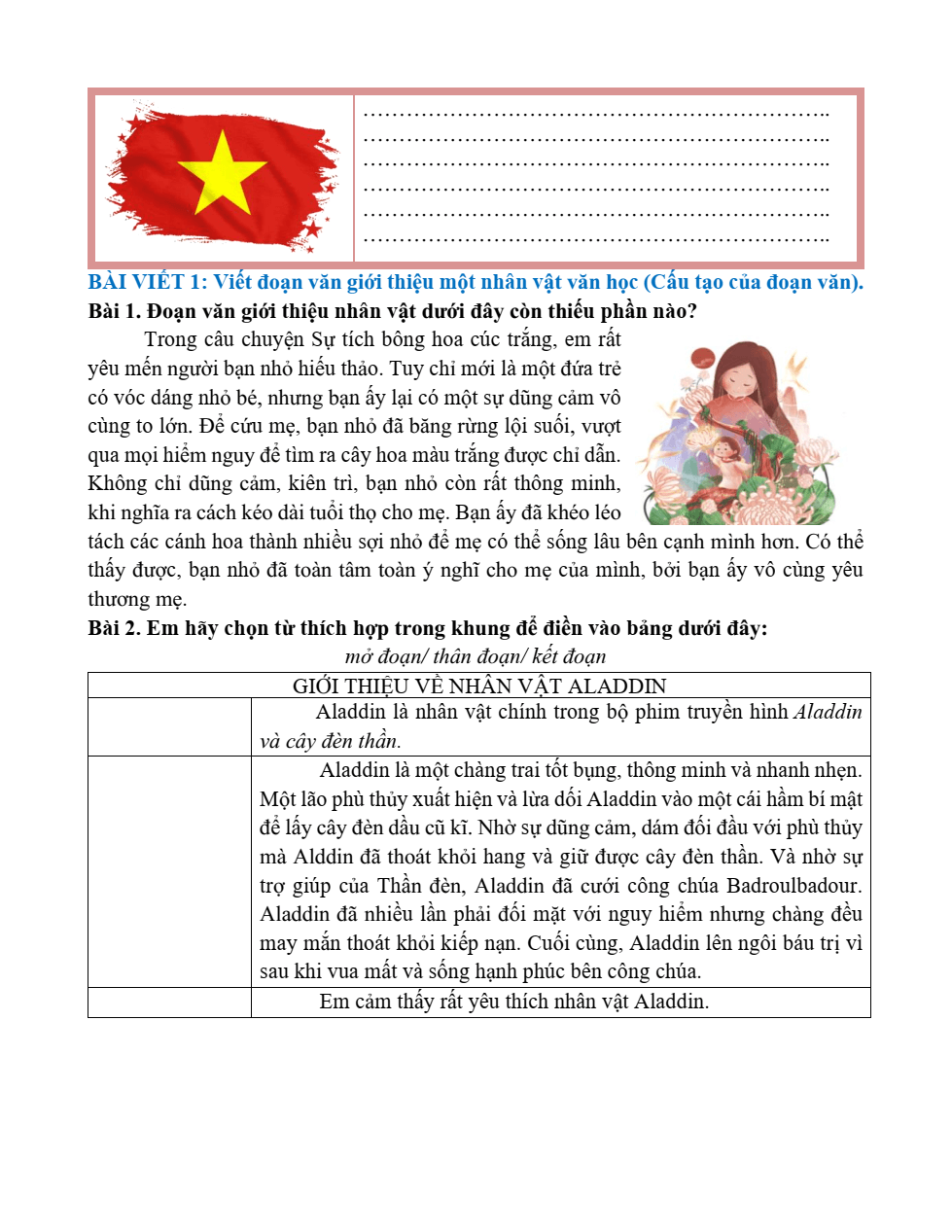 Bài tập hàng ngày Tiếng Việt lớp 5 Cánh diều Học kì 1 (có lời giải)