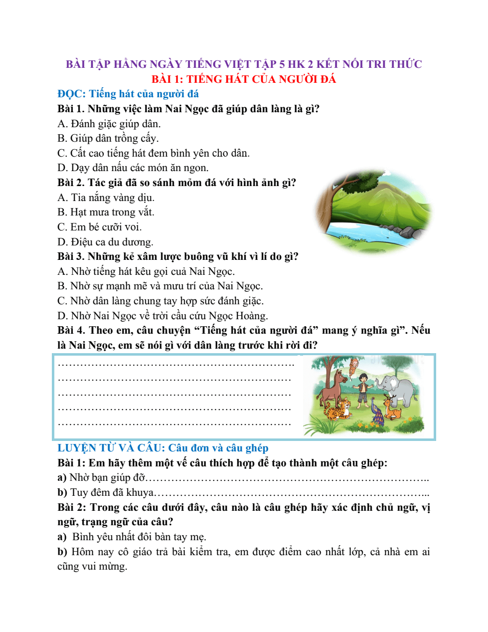 Bài tập hàng ngày Tiếng Việt lớp 5 Kết nối tri thức Học kì 2 (có lời giải)