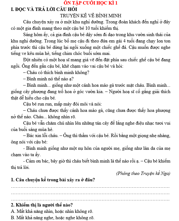Bài tập hàng ngày Tiếng Việt lớp 5 Ôn tập cuối học kì 1 | Kết nối tri thức