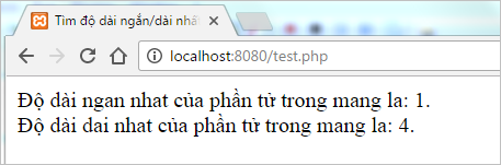 Bài tập mảng trong PHP: Tìm độ dài ngắn, dài nhất của phần tử dạng chuỗi trong mảng | Bài tập PHP có giải