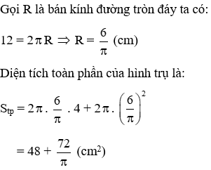 18 Bài tập trắc nghiệm Chương 4 Hình học 9 có đáp án